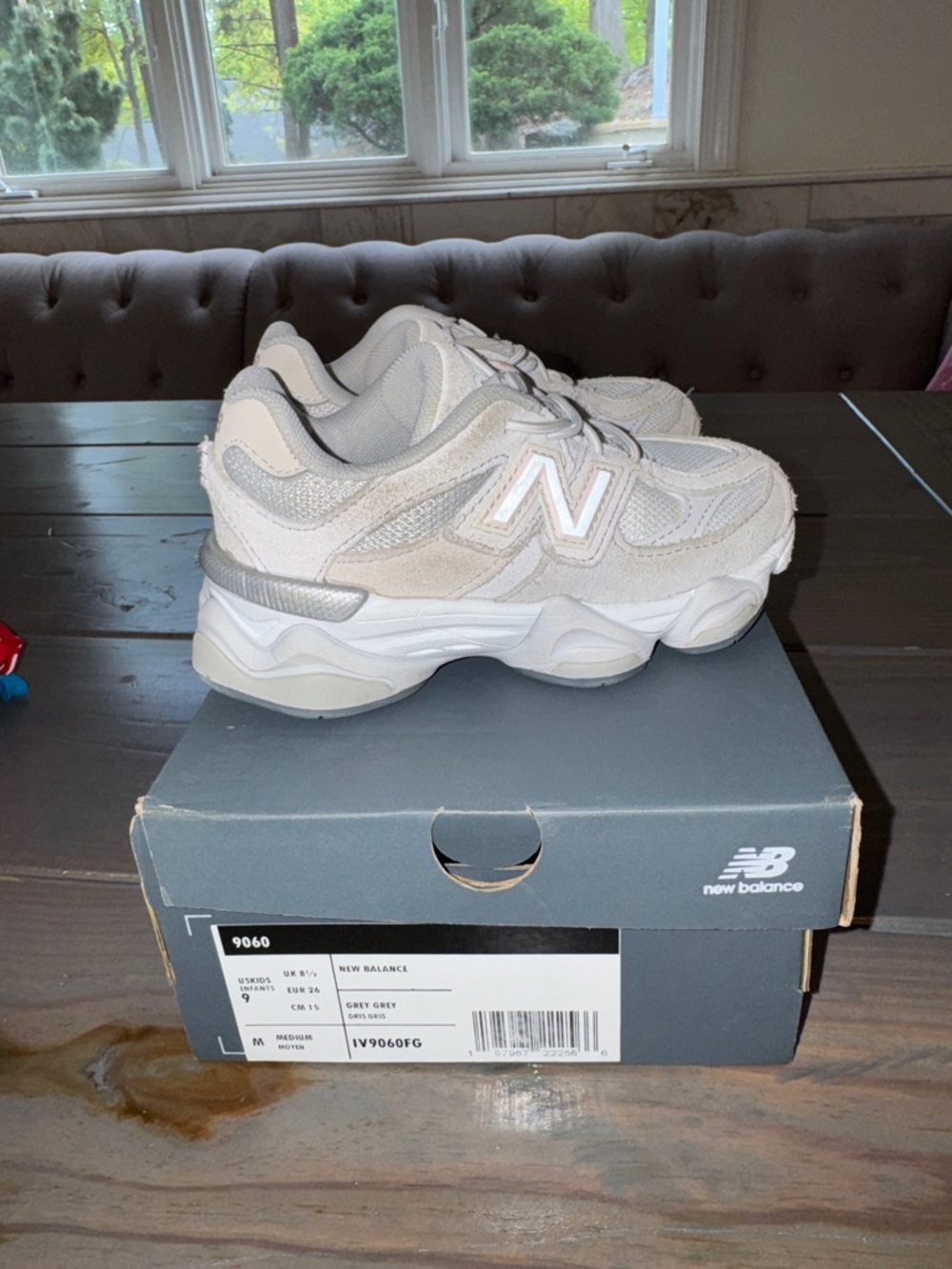 New Balance Kids Beige and Light Gray Sneakers